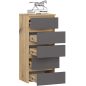 AKORD CL5 Artisan Tölgy Keskeny Fiókos Komód Szürke Matt