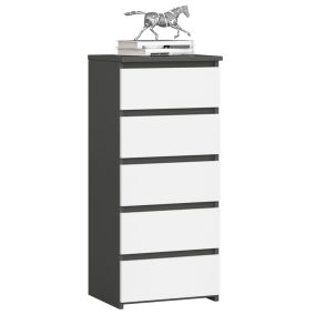 AKORD CL5 Keskeny Fiókos Komód Grafitszürke Fehér Matt