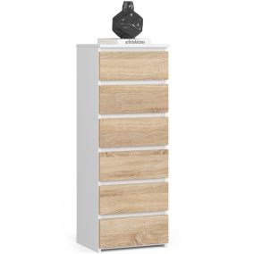 AKORD CL6 Keskeny Fiókos Komód Fehér Sonoma Tölgy
