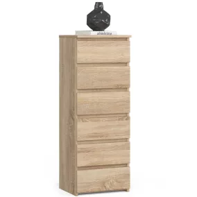 AKORD CL6 Keskeny Komód Laminált Sonoma Tölgy 6-Fiókos
