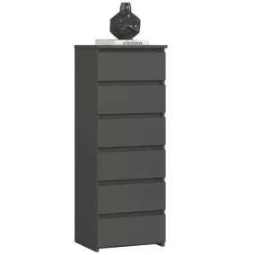   AKORD CL6 Keskeny Fiókos Komód Laminált Grafitszürke Matt