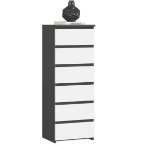 AKORD CL6 Keskeny Fiókos Komód Grafitszürke-Fehér