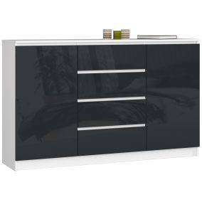   AKORD CLP Magasfényű Grafit Komód 4 Fiókkal és 2 Ajtóval