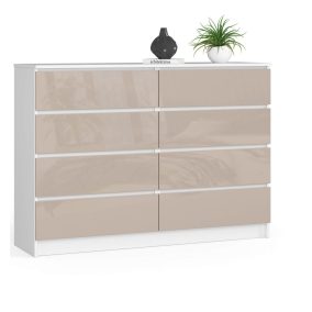 AKORD CLP K140 Komód 8 Fiókos Cappuccino Magasfényű