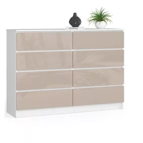 AKORD CLP K140 Komód 8 Fiókos Cappuccino Magasfényű