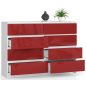 AKORD K140 Modern Magasfényű Piros Komód 8 Fiókkal
