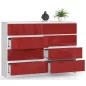 AKORD K140 Modern Magasfényű Piros Komód 8 Fiókkal