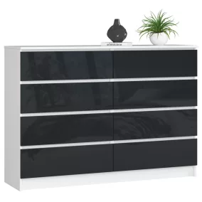 AKORD CLP K140 Modern Komód 8 Fiókos Magasfényű Grafit