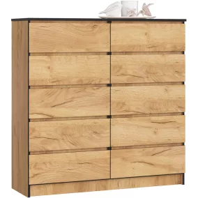 AKORD CLP K120 Komód Laminált Tölgy Craft 10 Fiókos