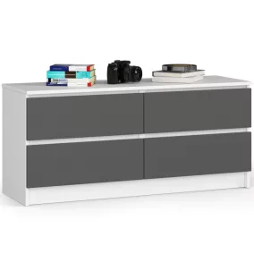   AKORD CLP Modern Komód 4 Fiókos Laminált Fehér-Szürke Matt