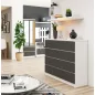 AKORD CLP 120 Komód Laminált Fehér-Szürke 8 Fiókos