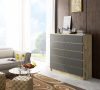 AKORD CLP Artisan Tölgy Komód 10 Fiókos Matt Szürke