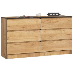 AKORD CLP K140 Komód Laminált Craft Tölgy 6 Fiókos