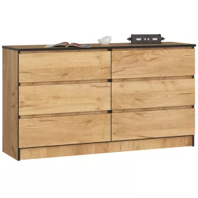 AKORD CLP K140 Komód Laminált Craft Tölgy 6 Fiókos