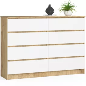 AKORD CLP Artisan Tölgy Komód 8 Fiókos Fehér Matt