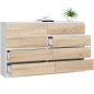 AKORD CLP 160 Komód Laminált Fehér-Sonoma Tölgy 8 Fiókos
