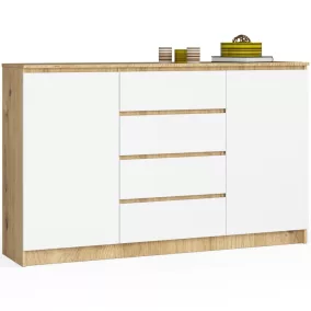   AKORD CLP Artisan Komód 160 Laminált Tölgy-Fehér 4 Fiókos