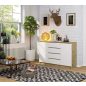 AKORD CLP Artisan Komód 160 Laminált Tölgy-Fehér 4 Fiókos