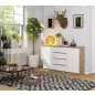   AKORD CLP Artisan Komód 160 Laminált Tölgy-Fehér 4 Fiókos