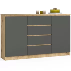   AKORD CLP Artisan Komód 160 Laminált Szürke Matt 4-Fiókos