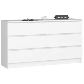 AKORD CLP K140 Fiókos Komód Laminált Fehér 6-Fiókos