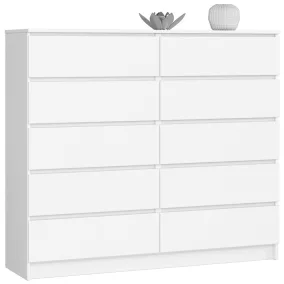 AKORD CLP Minimál Fehér Komód 10 Fiókos Laminált