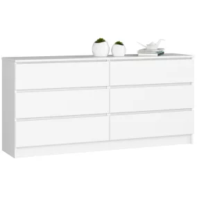 AKORD CLP K160 Komód 6 Fiókos Laminált Fehér
