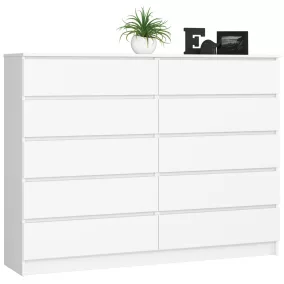 AKORD CLP K160 Komód Laminált Fehér 10 Fiókos