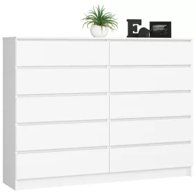 AKORD CLP K160 Komód Laminált Fehér 10 Fiókos