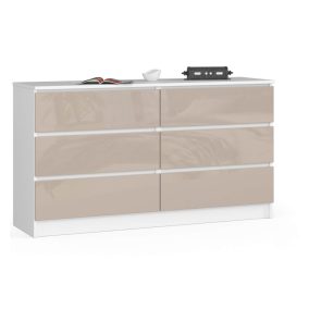 AKORD CLP K140 Komód 6 Fiókos Magasfényű Cappuccino