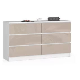 AKORD CLP K140 Komód 6 Fiókos Magasfényű Cappuccino