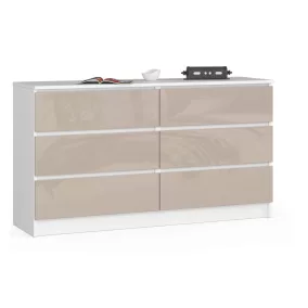 AKORD CLP K140 Komód 6 Fiókos Magasfényű Cappuccino