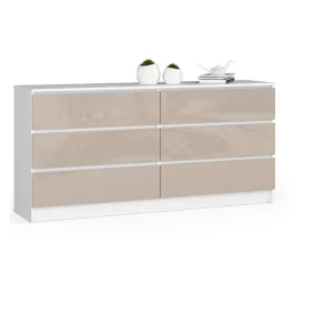 AKORD CLP K160 Cappuccino Magasfényű 6-Fiókos Komód
