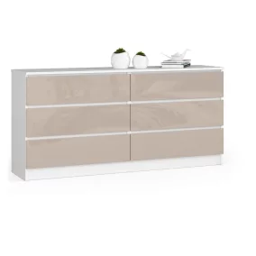 AKORD CLP K160 Cappuccino Magasfényű 6-Fiókos Komód