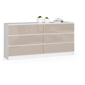 AKORD CLP K160 Cappuccino Magasfényű 6-Fiókos Komód