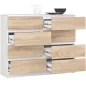 AKORD Modern 8 Fiókos Komód Laminált Fehér-Sonoma 120cm