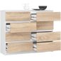 AKORD Modern 8 Fiókos Komód Laminált Fehér-Sonoma 120cm