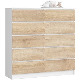 AKORD CLP K120 Komód Laminált Fehér-Sonoma 10 Fiókos