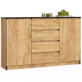 AKORD CLP Craft Tölgy Komód 160 cm 4 Fiókos 2 Ajtós Matt
