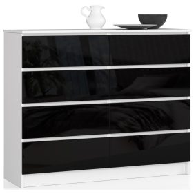 AKORD Modern 8 Fiókos Magasfényű Fekete Akril Komód