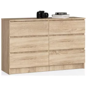 AKORD CLP K120 Komód 6 Fiókos Laminált Sonoma Tölgy