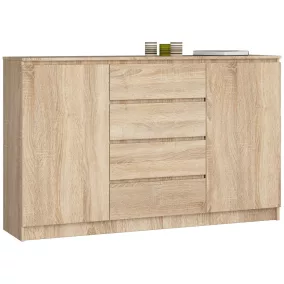 AKORD CLP K160 Sonoma Tölgy Komód 4 Fiókos 2 Ajtós