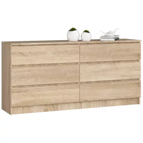 AKORD CLP K160 Komód Sonoma Tölgy 6-Fiókos Laminált