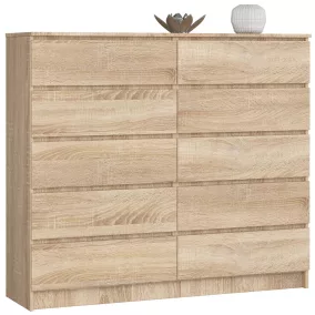 AKORD CLP K140 Komód Laminált Sonoma Tölgy 10 Fiókos