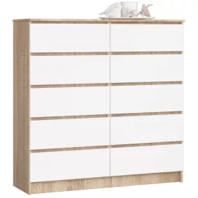   AKORD CLP K120 Komód Sonoma Tölgy Fehér 10-Fiókos Laminált