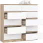   AKORD CLP K120 Komód Sonoma Tölgy Fehér 10-Fiókos Laminált