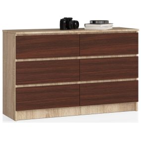 AKORD CLP 6-Fiókos Komód Sonoma Tölgy/Wenge Laminált