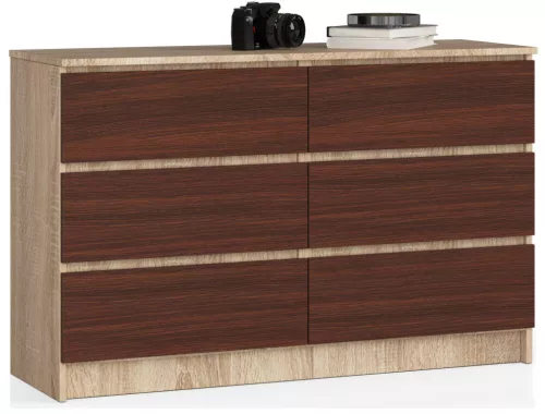 AKORD CLP 6-Fiókos Komód Sonoma Tölgy/Wenge Laminált