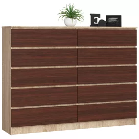 AKORD CLP Sonoma Tölgy/Wenge Fiókos Komód 10 Fiókkal