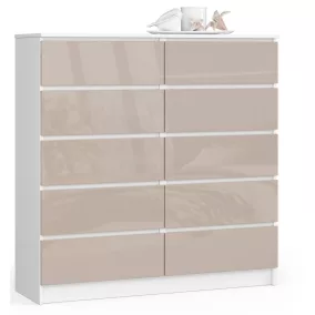 AKORD CLP 10-Fiókos Cappuccino Magasfényű Komód